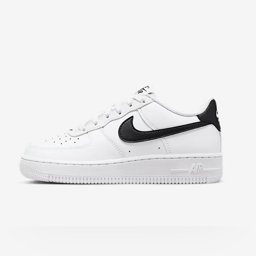 Youth Nike Air Force 1 White with Black Swoosh